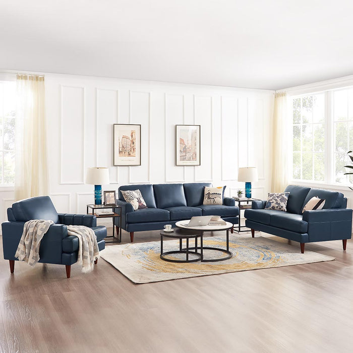 Hydeline Cassis Leather Chair - Navy