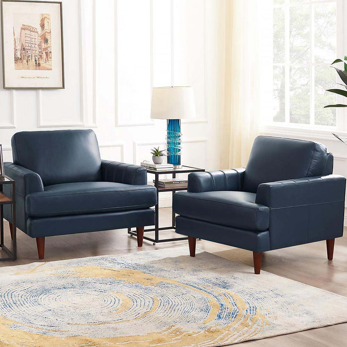 Hydeline Cassis Leather Chair - Navy