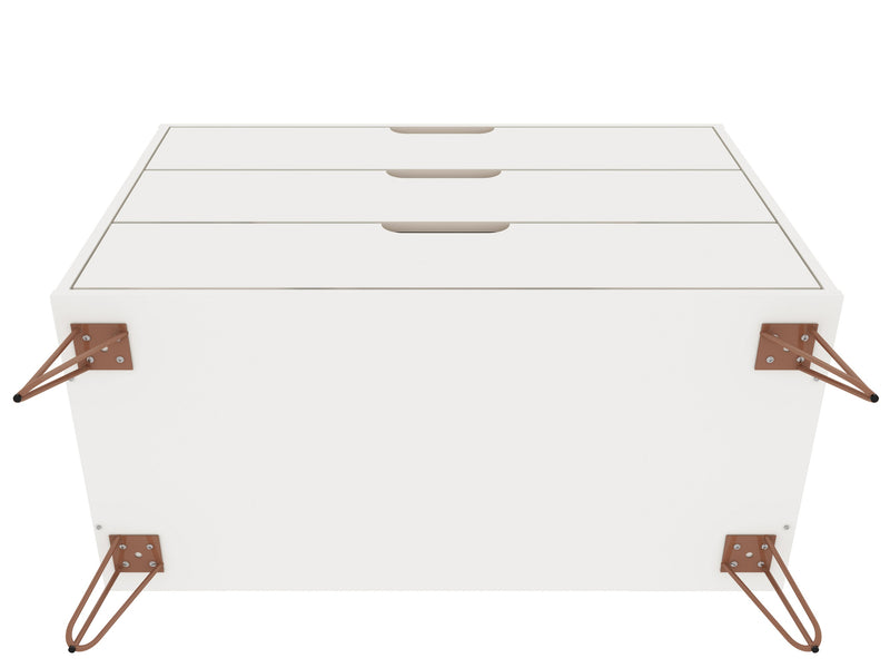 Manhattan Comfort Rockefeller Mid-Century Modern Dresser with 3-Drawers - White