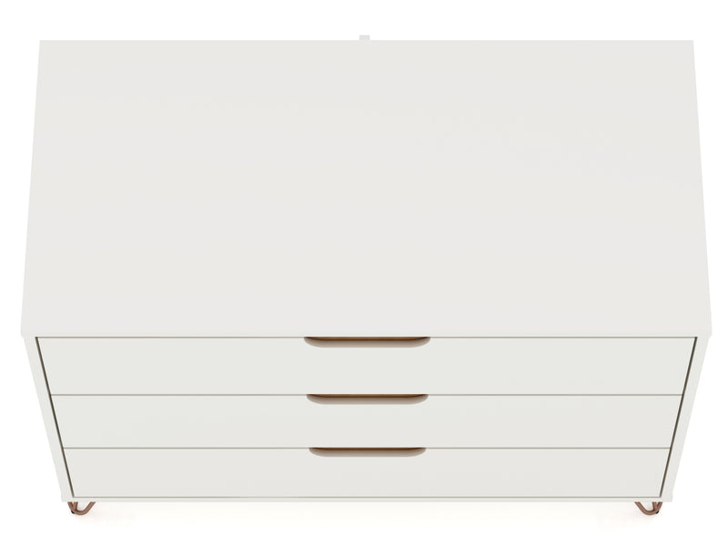 Manhattan Comfort Rockefeller Mid-Century Modern Dresser with 3-Drawers - White
