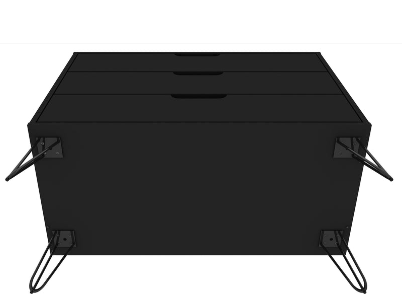 Manhattan Comfort Rockefeller Mid-Century Modern Dresser with 3-Drawers - Black