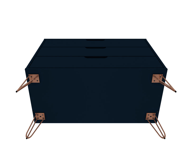 Manhattan Comfort Rockefeller Mid-Century Modern Dresser with 3-Drawers - Tatiana Midnight Blue