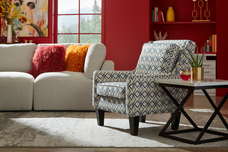 Verona 22\" Modern End Table - White Marble Look with Black Metal Base