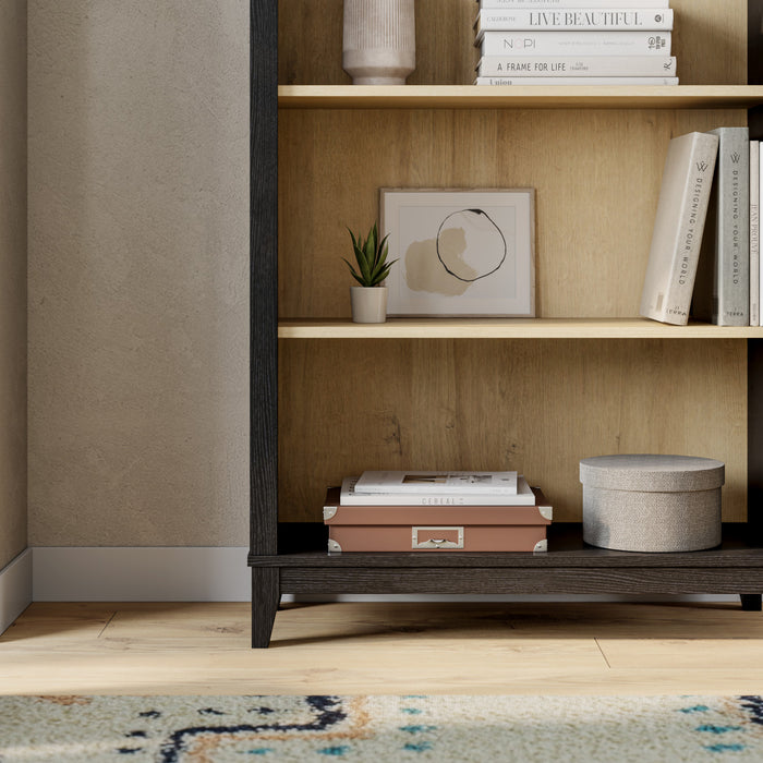 Prepac Ark Bookcase - Black and Natural Oak