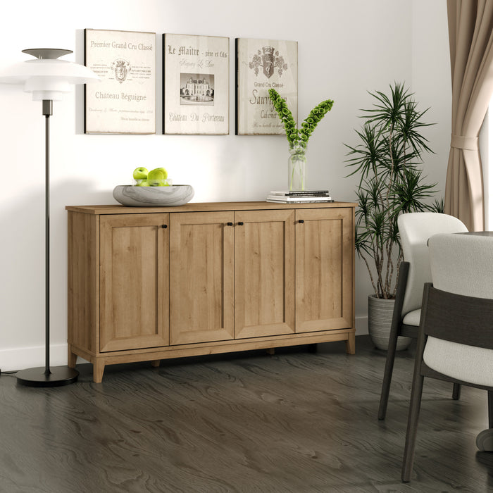 Prepac Yaletown 4-Door Buffet Console - Natural Oak