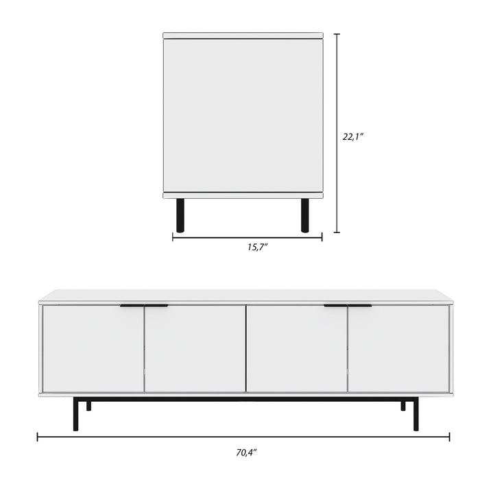 Nordika Hamilton 70\" TV Stand with 4 Storage Cabinets - Light Walnut