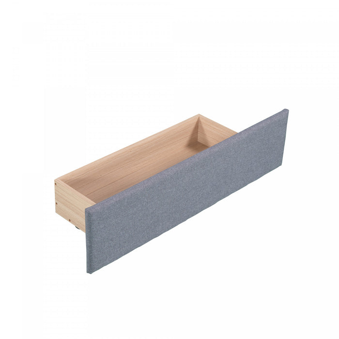 Tyler Linen-look Fabric Upholstered Daybed With Trundle And Storage, Twin Size, Grey