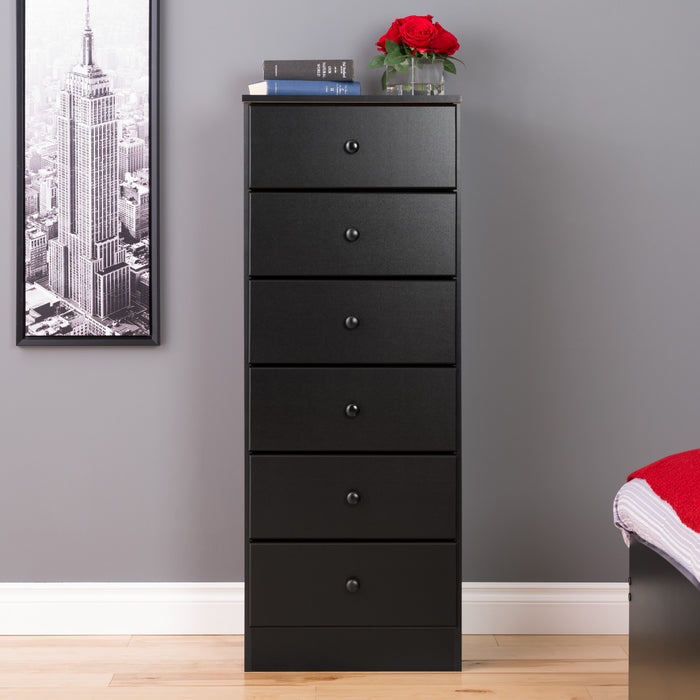 Astrid 6-Drawer Tall Chest - Black