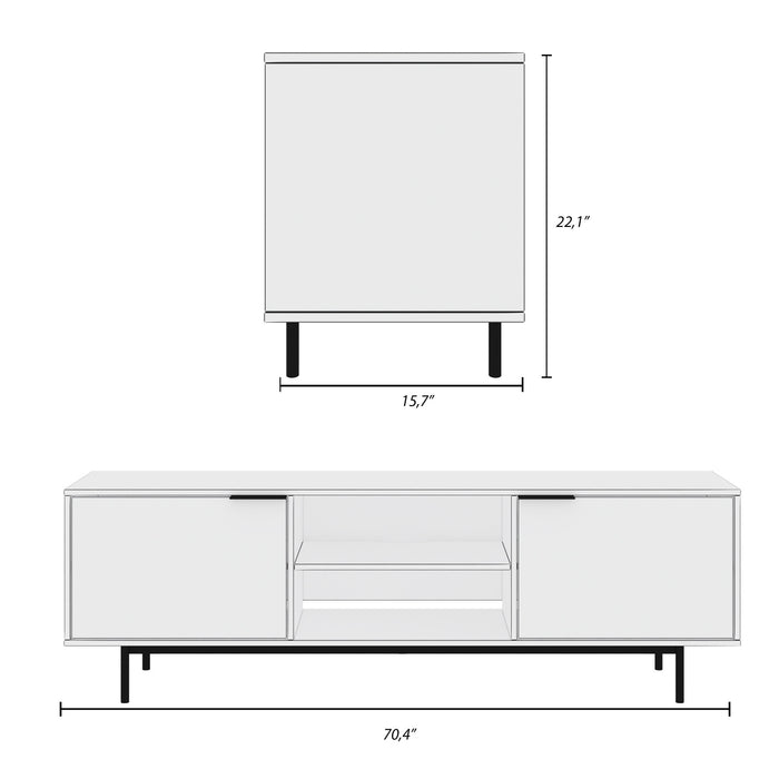 Nordika Hamilton 70\" TV Stand with 2 Storage Cabinets - Light Walnut