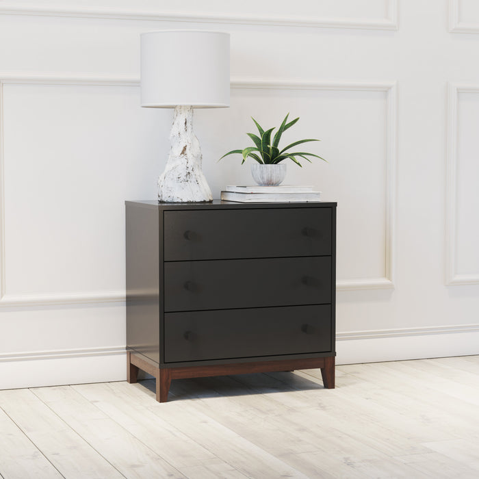 Prepac Nordik 3-Drawer Nightstand - Black and Cherry