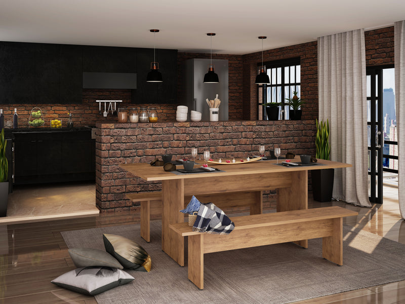 Manhattan Comfort Nomad 67.91\" Rustic Country Dining Table - Natural