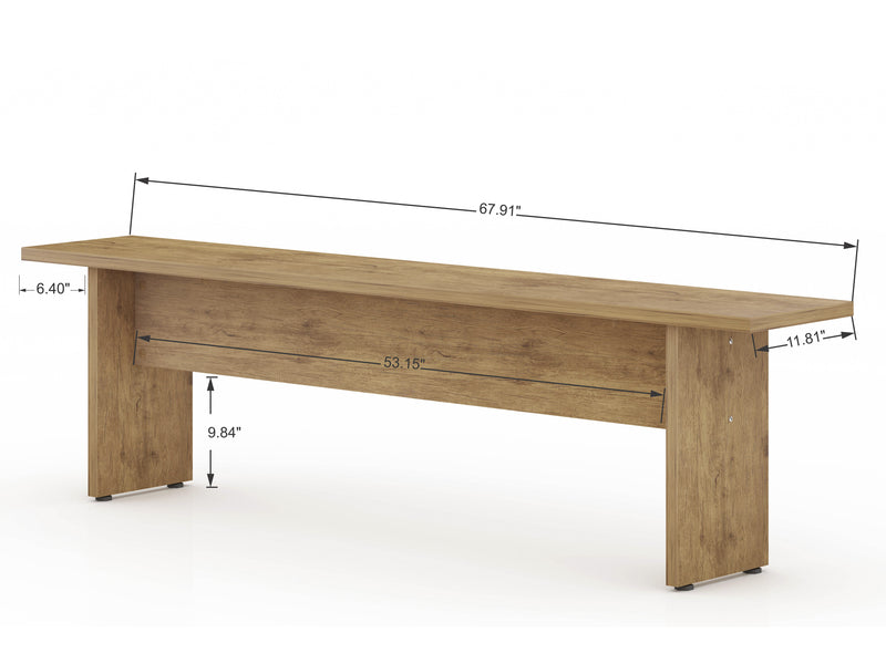 Manhattan Comfort Nomad 67.91\" Rustic Country Dining Bench - Natural