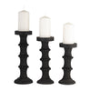 Wood 11\" Antique Candle Holder - Black