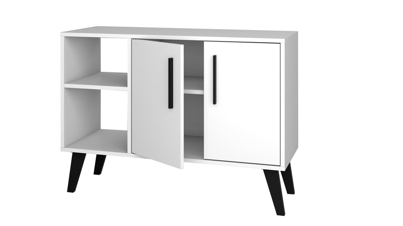 Manhattan Comfort Mid-Century Modern Amsterdam 35.43\" Sideboard with 4 Shelves - White