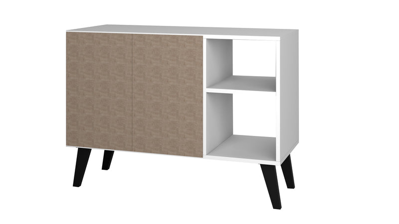 Manhattan Comfort Mid-Century Modern Amsterdam 35.43\" Sideboard with 4 Shelves - White
