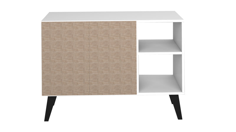 Manhattan Comfort Mid-Century Modern Amsterdam 35.43\" Sideboard with 4 Shelves - White