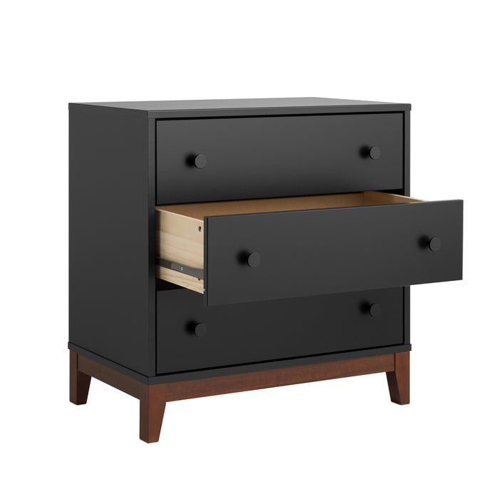 Prepac Nordik 3-Drawer Nightstand - Black and Cherry