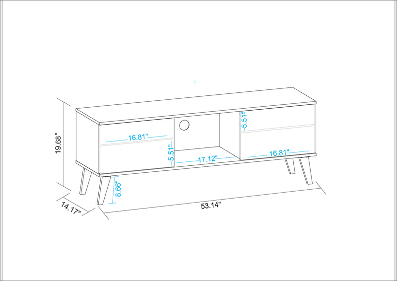 Manhattan Comfort Doyers 53.15\" Mid-Century Modern TV Stand - White & Nut Brown