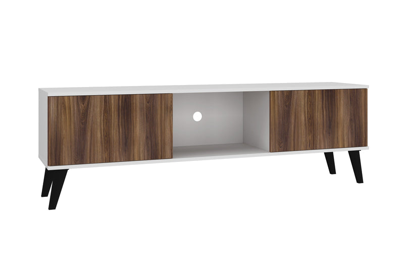 Manhattan Comfort Doyers 62.20\" Mid-Century Modern TV Stand - White & Nut Brown