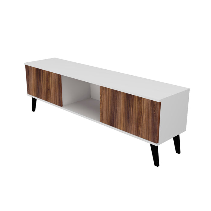 Manhattan Comfort Doyers 62.20\" Mid-Century Modern TV Stand - White & Nut Brown