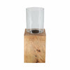 Wood 15\" Square Base Pillar Candle Holder - Natural