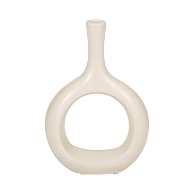 Ceramic 9" Curved Open Cut-Out Vase - White|Vase courbé de 9 po en céramique avec découpe - blanc