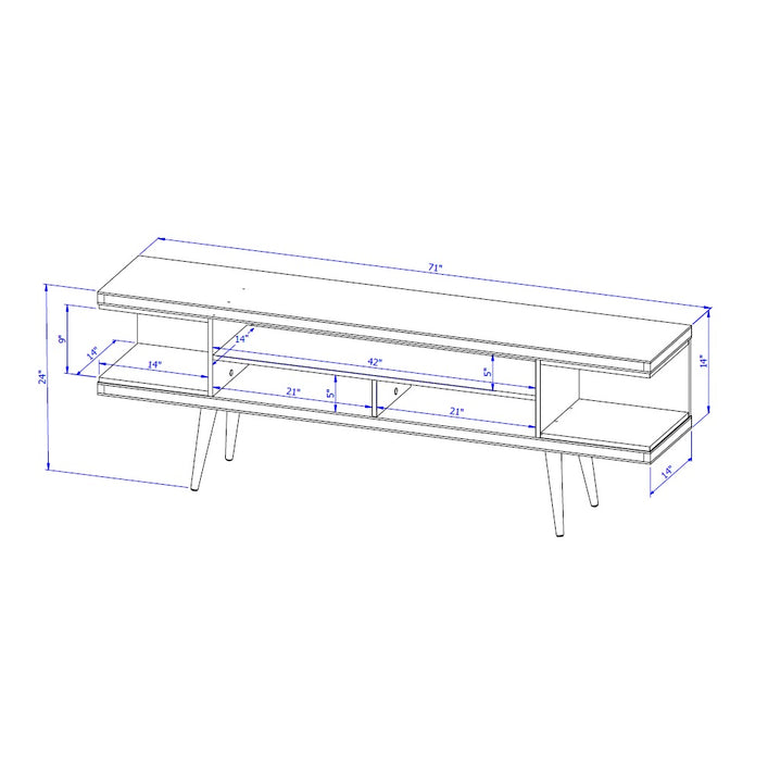 Manhattan Comfort Utopia 70.47\" TV Stand with Splayed Wooden Legs & 4 Shelves - Off White & Maple Cream