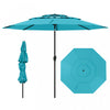 Costway 10 ft 3-tier Vented Patio Umbrella Large Market Table Umbrella Outdoor Sun Shade Turquoise