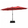 Costway 15FT Double-Sided Twin Patio Umbrella Outdoor Market W/ Crank & Base Wine