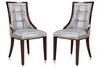 Manhattan Comfort Set of 2 Fifth Avenue Faux Leather Dining Chairs - Silver & Walnut