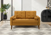 Upholstered Love Seat, 58\" L, Orange Fabric, Walnut Wood Legs, Mid-Century Loveseat