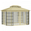 Outsunny 12' X 10' Steel Frame Patio Gazebo Outdoor Canopy Shelter With Double Vented Roof, Mosquito Netting, Beige