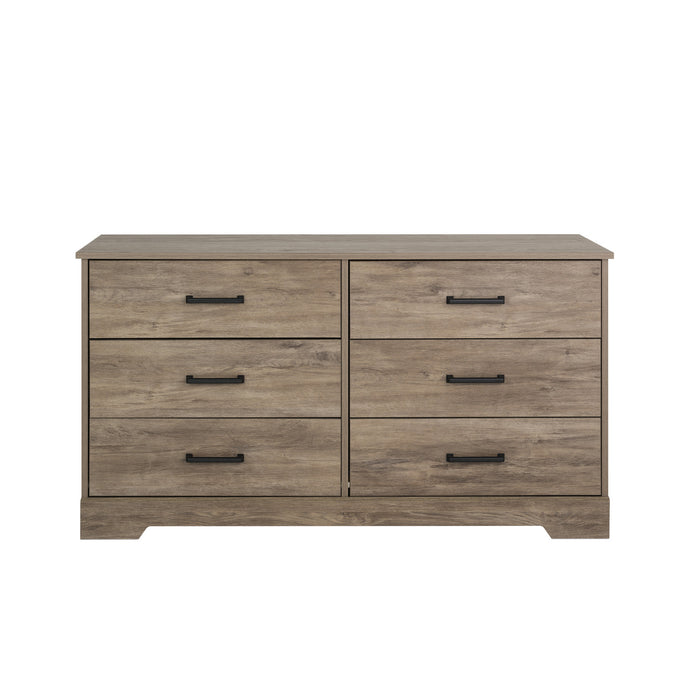 Prepac Rustic Ridge Farmhouse 6-Drawer Dresser - Brown
