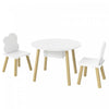 Qaba 3 Pieces Activity Table and Chair Set with Mesh Bag, Kids Table with Cloud-Shaped Chairs for Playroom, Nursery, Classroom, White