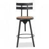 Denise Bar Stool With Swievl & Adjustable Wood Seat, Metal Frame - Antique Black