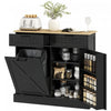 HOMCOM Tilt Out Trash Cabinet, Kitchen Island with 2 Drawers, Black