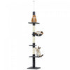 PawHut 102\" Cat Tree 5-Tier Floor-to-Ceiling Cat Tower Kitty Activity Center with Scratching Post Play Rest Post Pet Furniture Dark Grey
