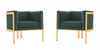 Paramount Modern Velvet Lounge Chair in Forest Green - Set of 2