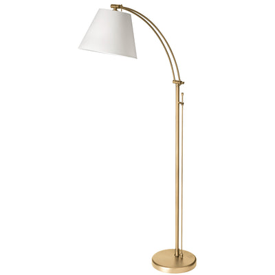 Dainolite Felix 1 Light Adjustable Floor Lamp Aged Brass White Shade|Lampe à pied Felix réglable de Dainolite avec abat-jour blanc, fini laiton vieilli et 1 ampoule