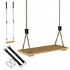 Qaba Wooden Tree Swing Seat, Swing Set for Backyard with Adjustable Rope, Accessories, 154lbs Load, for Backyard Patio Garden Playground Playset