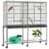 Pawhut 64\" Extra Large Bird Cage, Rolling Metal Parrot Cage, Bird House With Detachable Rolling Stand, Storage Shelf, Wood Perch, Food Container, 62.8\" X 18.9\" X 64.2\"