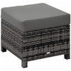 Outsunny Patio Rattan Ottoman with Cushion and Metal Frame for Garden, Grey