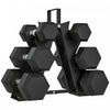 Soozier 60 LBS Dumbbell Set with Rack, Rubber Coated Hex Hand Weights