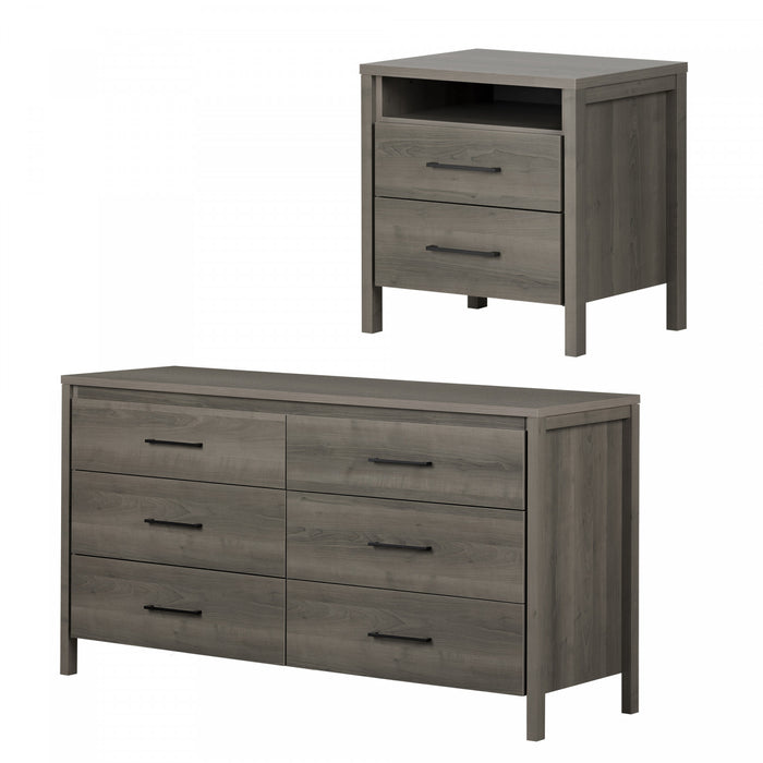 Gravity 6-drawer Dresser And Nightstand Set - Gray Maple