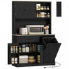 HOMCOM 69\" Pantry Cabinet, Kitchen Cabinet with Charging Station, Black