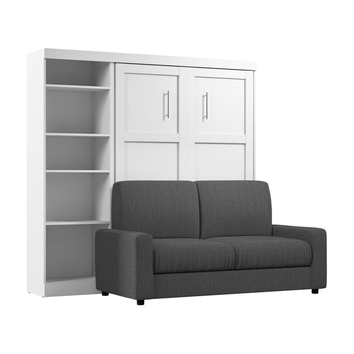 Bestar Pur 5-Shelf Full Murphy Bed with Sofa - White