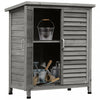 Outsunny Garden Shed Wooden Garden Storage Shed 2 Door Unit Solid Fir Wood Garage Tool Organisation Cabinet, 34.3\" X 18.3\" X 38\", Grey
