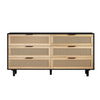 59\" Mila Modern 6 Drawer Rattan Storage Cabinet with Engineered Wood Frame - Black