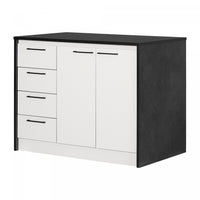 Myro Kitchen Island With Storage - Faux Black Stone And White