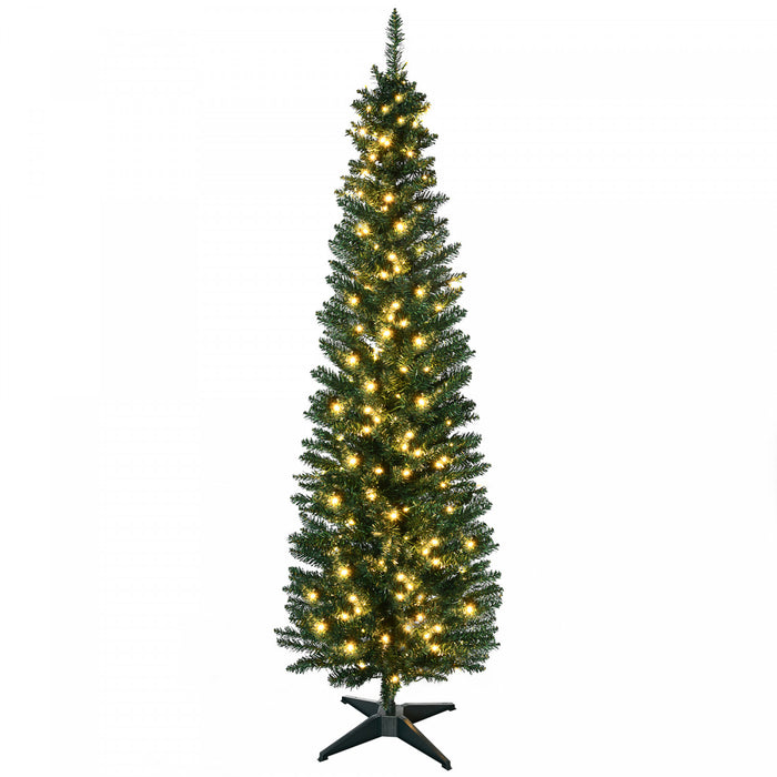 Homcom 7' Prelit Artificial Christmas Tree With Warm White Led Lights